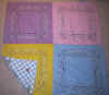 lavender, pink, sky blue and yellow with blue check butterfly back